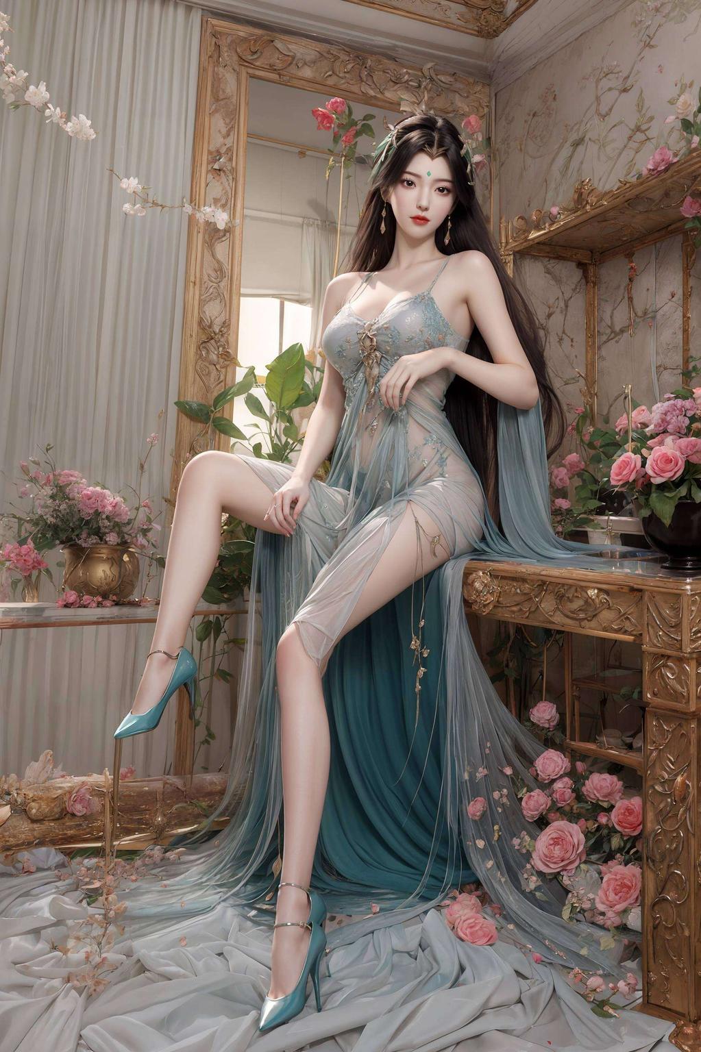 绿意盎然的柳枝轻拂柔和的线条